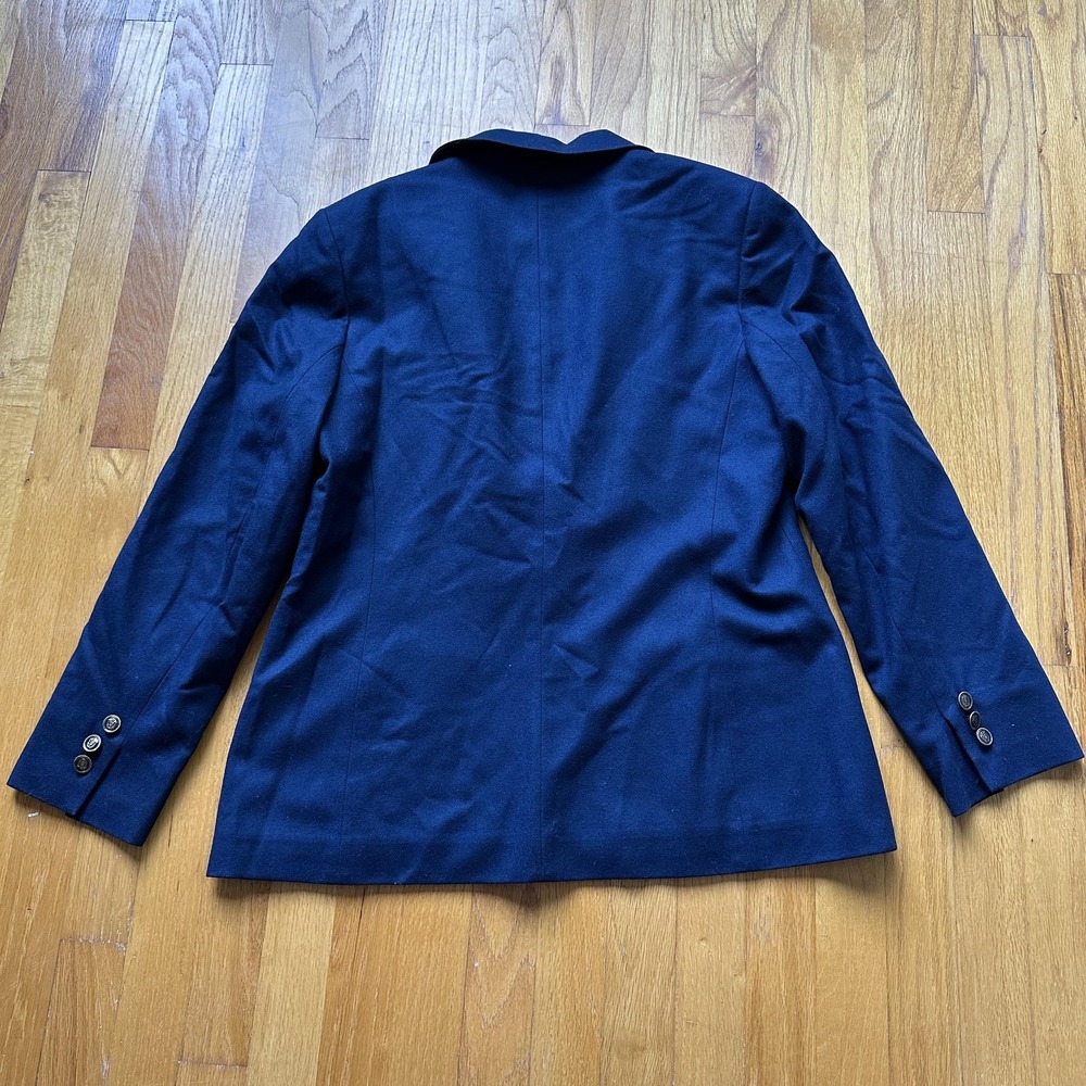 Pendleton Blazer Womens 14 Navy Virgin Wool Made in USA One Button Lined Flap - Picture 5 of 11